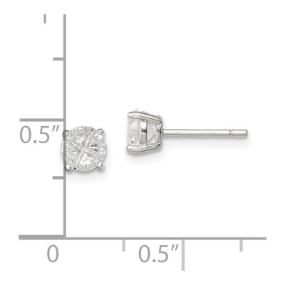 Sterling Silver 5mm Round CZ Basket Stud Earrings – view 5