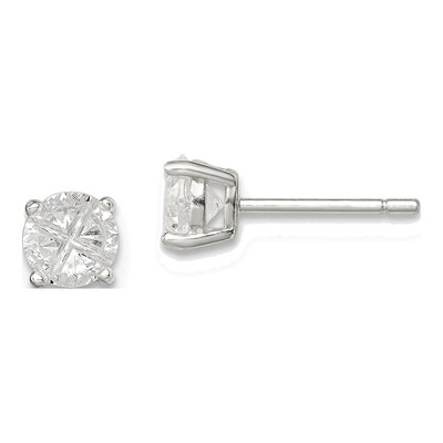 Sterling Silver 5mm Round CZ Basket Stud Earrings