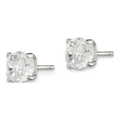 Sterling Silver 6mm Round CZ Basket Stud Earrings – view 3