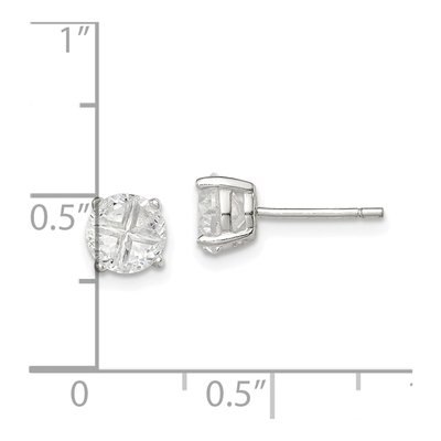 Sterling Silver 6mm Round CZ Basket Stud Earrings – view 5