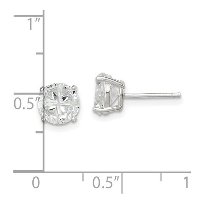 Sterling Silver 7mm Round CZ Basket Stud Earrings – view 5