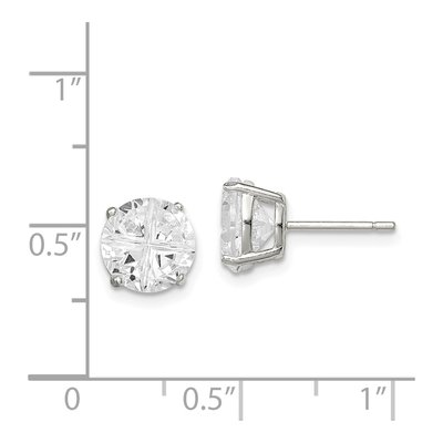 Sterling Silver 8mm Round CZ Basket Stud Earrings – view 5