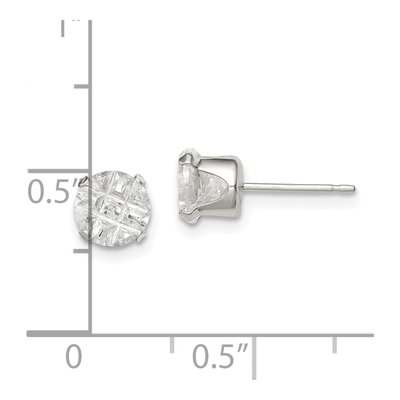 Sterling Silver 6mm Round CZ Stud Earrings – view 5