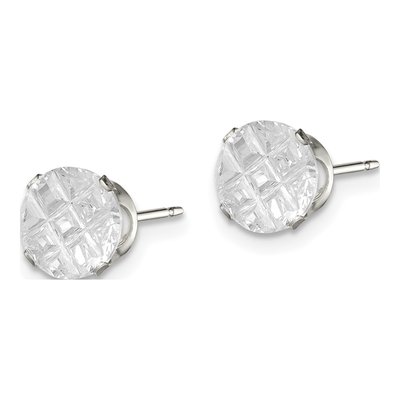Sterling Silver 7mm CZ Round Stud Earrings – view 3