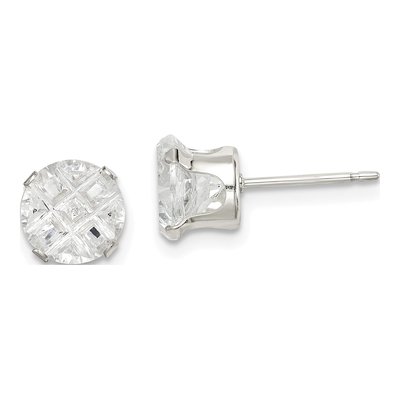 Sterling Silver 7mm CZ Round Stud Earrings