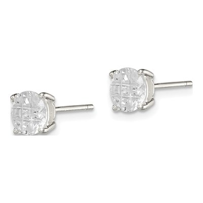Sterling Silver 6mm Round CZ Stud Earrings – view 3