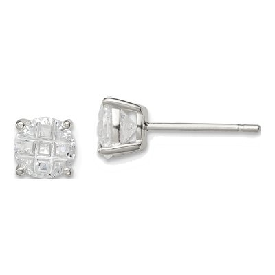 Sterling Silver 6mm Round CZ Stud Earrings