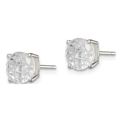 Sterling Silver 7mm Round CZ Stud Earrings – view 3