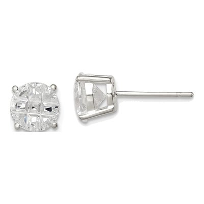 Sterling Silver 7mm Round CZ Stud Earrings
