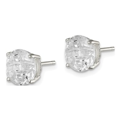 Sterling Silver 8mm CZ Round Stud Earrings – view 3