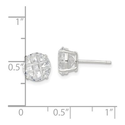 Sterling Silver 8mm CZ Round Stud Earrings – view 5