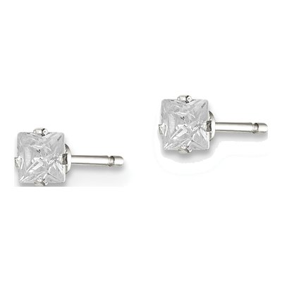 Sterling Silver 3mm CZ Square Stud Earrings – view 3