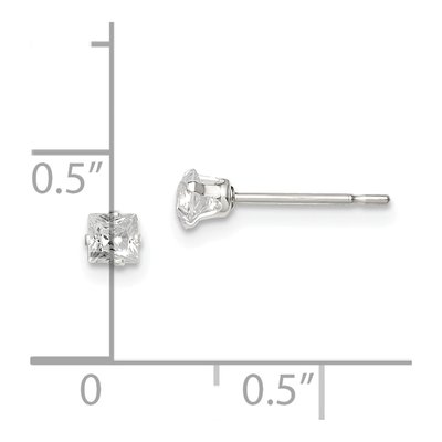 Sterling Silver 3mm CZ Square Stud Earrings – view 5