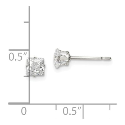 Sterling Silver 4mm CZ Square Stud Earrings – view 6