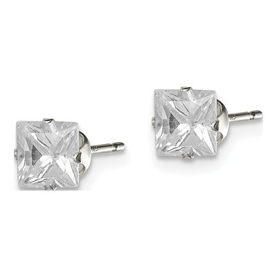 Sterling Silver 5mm CZ Square Stud Earrings – view 4