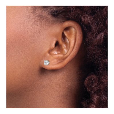 Sterling Silver 5mm CZ Square Stud Earrings – view 5