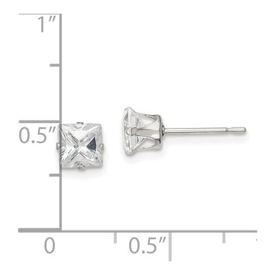 Sterling Silver 5mm CZ Square Stud Earrings – view 6
