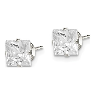 Sterling Silver 6mm CZ Square Stud Earrings – view 3