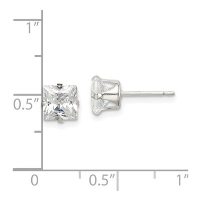 Sterling Silver 6mm CZ Square Stud Earrings – view 5