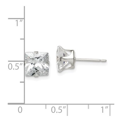 Sterling Silver 7mm CZ Square Stud Earrings – view 5