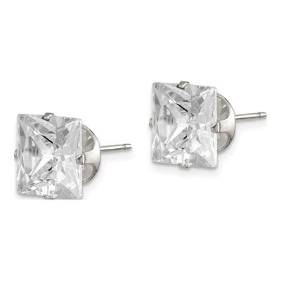 Sterling Silver 9mm CZ Square Stud Earrings – view 3