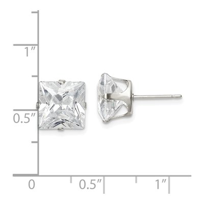 Sterling Silver 9mm CZ Square Stud Earrings – view 5