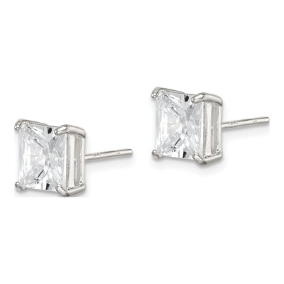 Sterling Silver 7mm CZ Square Stud Earrings – view 3