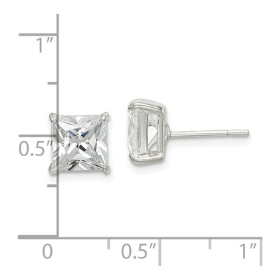 Sterling Silver 7mm CZ Square Stud Earrings – view 5