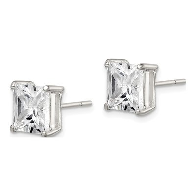 Sterling Silver 8mm CZ Square Stud Earrings – view 3