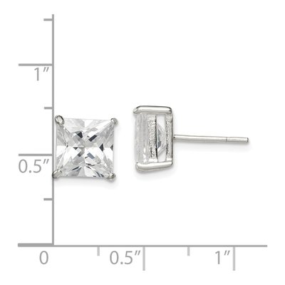 Sterling Silver 8mm CZ Square Stud Earrings – view 5