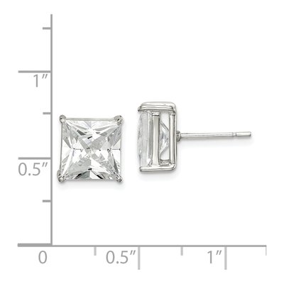 Sterling Silver 9mm CZ Square Stud Earrings – view 5