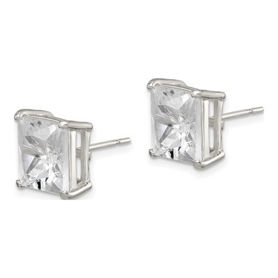 Sterling Silver 10mm CZ Square Stud Earrings – view 3