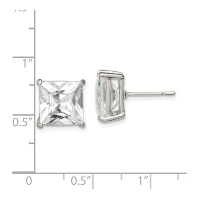 Sterling Silver 10mm CZ Square Stud Earrings – view 5
