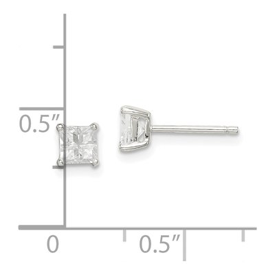 Sterling Silver 4mm CZ Square Stud Earrings – view 5