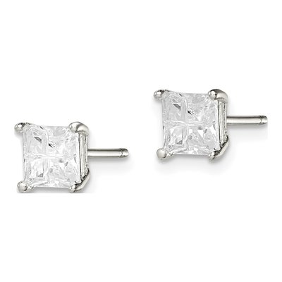 Sterling Silver 5mm CZ Square Stud Earrings – view 3