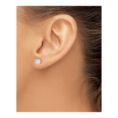 Sterling Silver 5mm CZ Square Stud Earrings – view 4