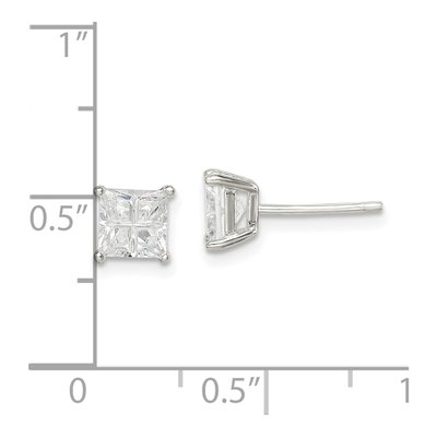 Sterling Silver 5mm CZ Square Stud Earrings – view 5