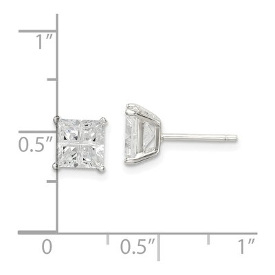 Sterling Silver 6mm CZ Square Stud Earrings – view 5