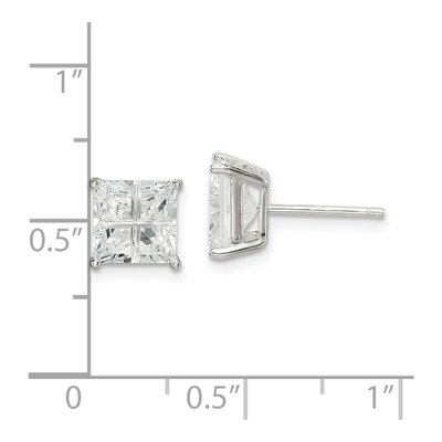 Sterling Silver 7mm CZ Square Stud Earrings – view 5
