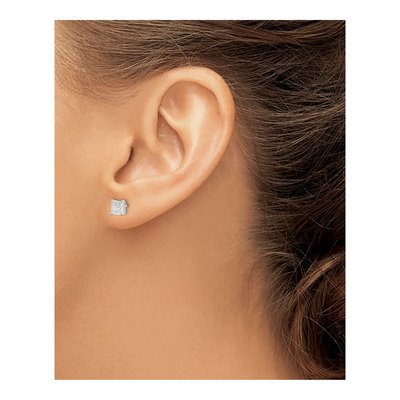 Sterling Silver 5mm CZ Square Stud Earrings – view 4