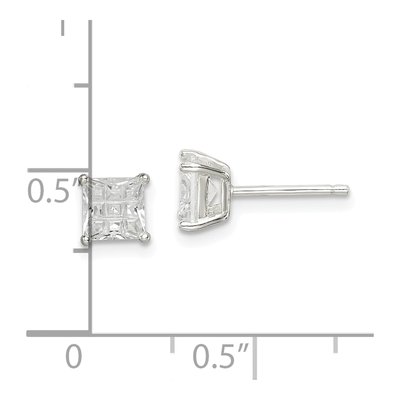 Sterling Silver 5mm CZ Square Stud Earrings – view 5