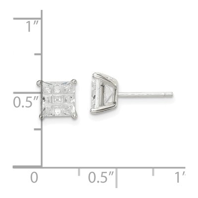 Sterling Silver 6mm CZ Square Stud Earrings – view 5