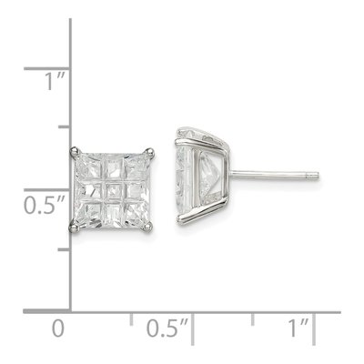 Sterling Silver 8mm CZ Square Stud Earrings – view 5