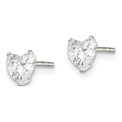 Sterling Silver 5mm CZ Heart Stud Earrings – view 3