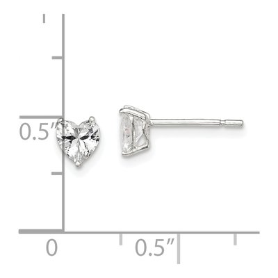 Sterling Silver 5mm CZ Heart Stud Earrings – view 5
