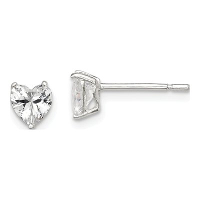 Sterling Silver 5mm CZ Heart Stud Earrings