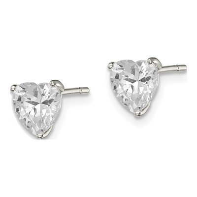 Sterling Silver 6mm CZ Heart Stud Earrings – view 3