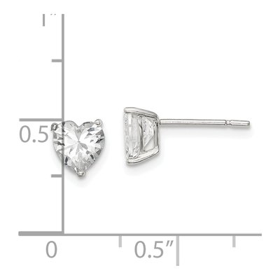 Sterling Silver 6mm CZ Heart Stud Earrings – view 5