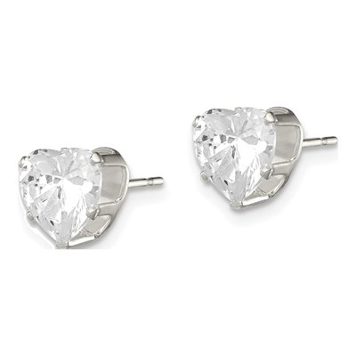 Sterling Silver 7mm CZ Heart Stud Earrings – view 3