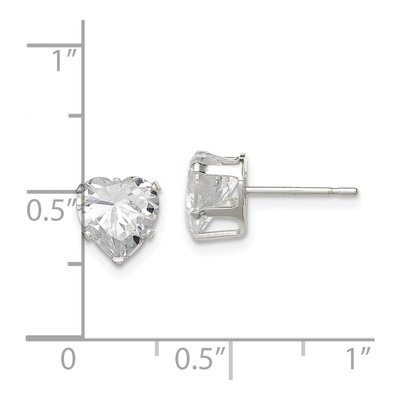 Sterling Silver 7mm CZ Heart Stud Earrings – view 5